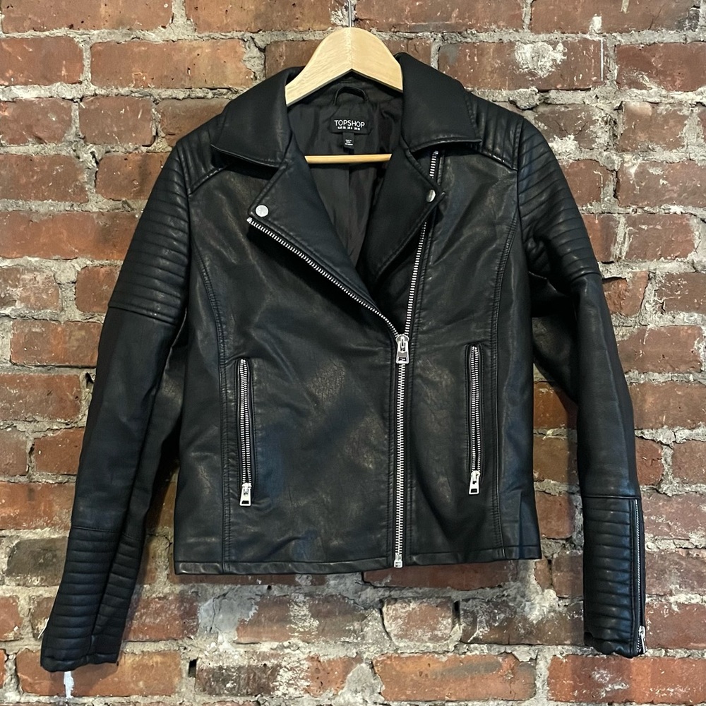 Topshop faux leather jacket sz 6